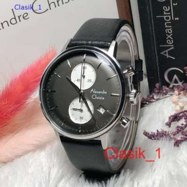 Original 100%!! Alexandre Christie Pria AC 6572 / AC6572 Silver Black Garansi Resmi 1 tahun
