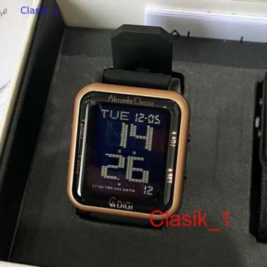 Original 100%!! Alexandre Christie AC 9344 AC9344 BlackRosegold +Strap Kanvas Garansi Resmi 1 tahun