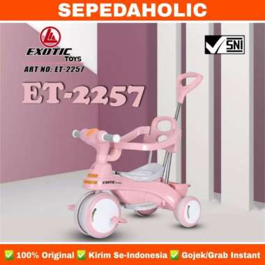 SEPEDA RODA TIGA 3 EXOTIC ET 2257 TRICYCLE ANAK MUSIK LAMPU DORONGAN Pink