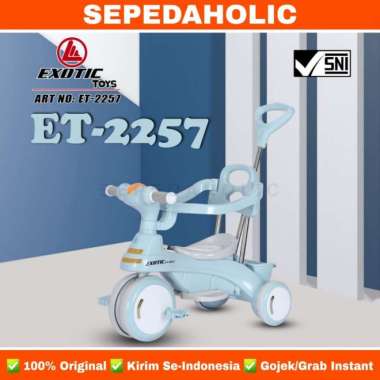 SEPEDA RODA TIGA 3 EXOTIC ET 2257 TRICYCLE ANAK MUSIK LAMPU DORONGAN Blue