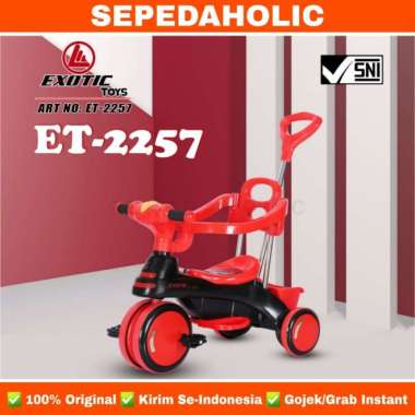 SEPEDA RODA TIGA 3 EXOTIC ET 2257 TRICYCLE ANAK MUSIK LAMPU DORONGAN Red