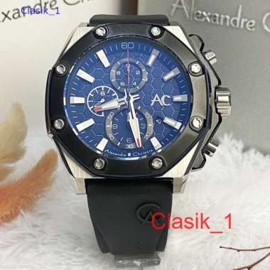 Original 100%!! Jam Alexandre Christie Pria AC 9601 AC9601 Black Silver Garansi Resmi 1 Tahun