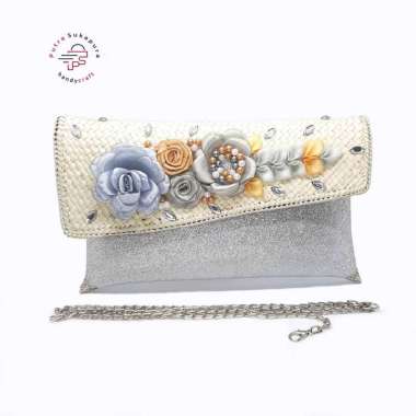 CLUTCH PESTA BLINK WANITA GLITER PREMIUM L Silver