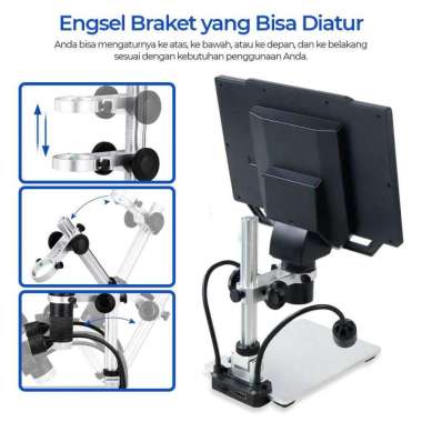 Meterk Mikroskop Digital 12MP 1600X dengan Monitor and Metal Stand G1600 Mikroskop Bekas Ways Trinok