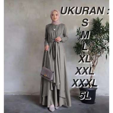 Aluna Gamis Maxi Wanita Terbaru PREMIUM BERKUALITAS Abu