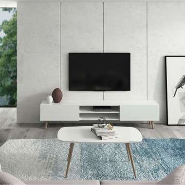 180cm Meja Tv-Kabinet Tv-Rak tv Kay Putih 180X35X46cm