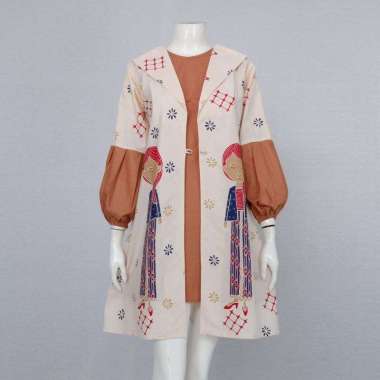 TUNIK PERTIWI 03 | TUNIK BATIK SEMI BLEZER MOTIF MBOK JAMU XL Mbok Jamu Putih