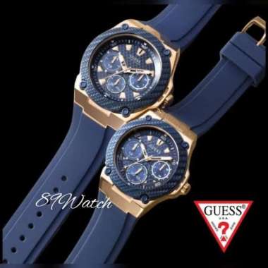 Jam tangan couple Guess W1049G2 wanita dan pria blue rose gold Original