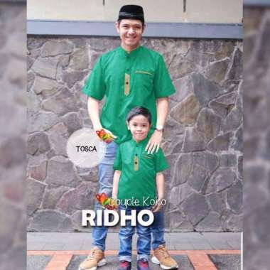 Baju Koko Ayah Anak Cppk Kmj Ridho Anak Umur 7-10Th Kemeja Tosca