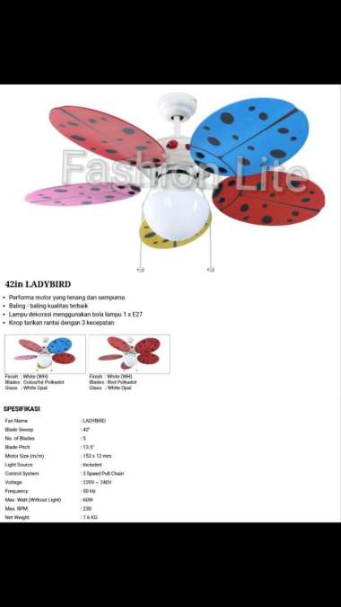 KIPAS ANGIN EDMA LADYBIRD 42" / KIPAS EDMA ORI / KIPAS ANGIN EDMA