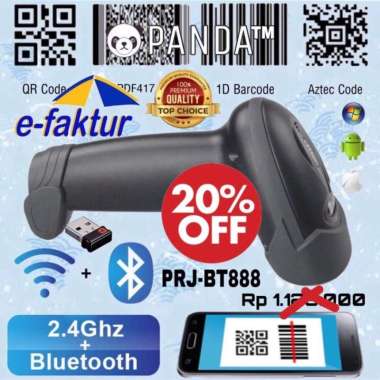 EFAKTUR 2D QR CODE WIRELESS BARCODE SCANNER PRJ-BT888 (BLUETOOTH+2.4G)