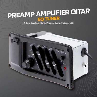 Preamp Amplifier Gitar EQ Tuner EQ-7545R Amplifier Ampli Bekas Headphone Akustik Subwoofer Murah Guitar Distorsi Portable Efek Listrik Elektrik Sec IH Hitam