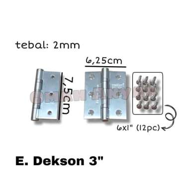 Engsel Pintu Rumah 5" SS Stainless Steel Hinge merk Dekson Ecoline 3 inch