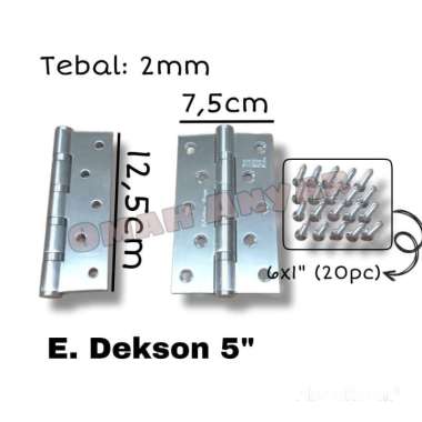 Engsel Pintu Rumah 5" SS Stainless Steel Hinge merk Dekson Ecoline 5 inch