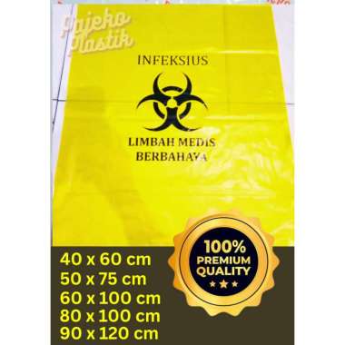 Pajeko plastik Plastik kuning Limbah Medis Premium Biohazard / Infeksius TEBAL 50-60 MICRON 80 x 100