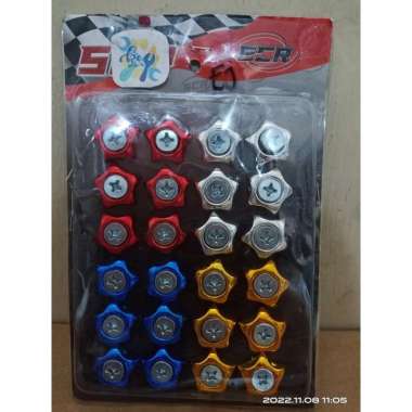 Baut Plat / Posh Nomor Motor Variasi Merah