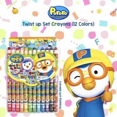 Pororo Twist-up Set Crayons (12 Colors) / Pensil Warna