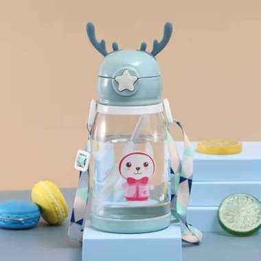 Botol Minuman Anak Lucu 600 ML Botol Minuman Tanduk Rusa Tali Sedotan Rusa Tosca