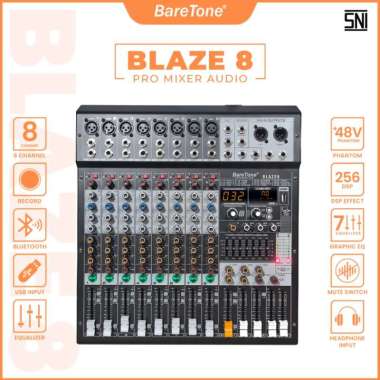Mixer Audio BareTone BLAZE 8 - Professional MIxer 8 channel 8 Mic/Line in Professional Audio Mixer -