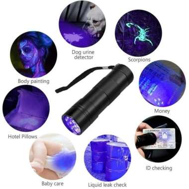 Senter Ultraviolet UV LED Mini 400nm 9 LED Cek Uang Palsu