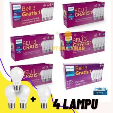 Philips Lampu LED Paket 6 8 10 12 14,5 19 Watt 3Gratis1 Putih Philips Bohlam Led Philips MultiPack 1