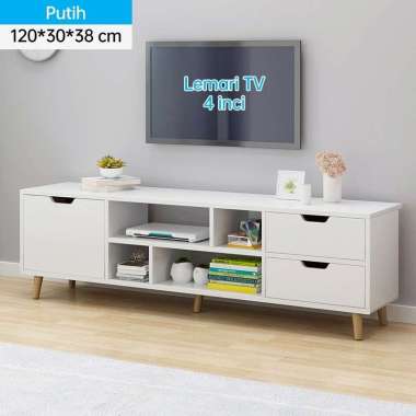 RM 140cm Rak tv Meja tv Meja tv kayu Rak tv mi Putih120*30*38cm