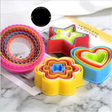 5pcs cetakan cookies plastik cetakan kue kering ring cutter bento bulat