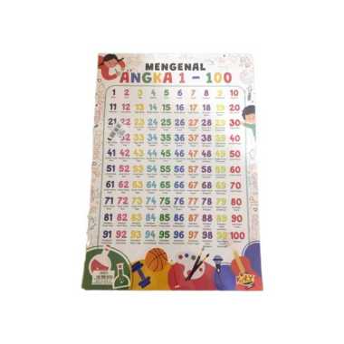 Kiky Poster Edukasi / Poster Pendidikan / Poster Belajar 34 x 49cm, Varian Angka 1-100