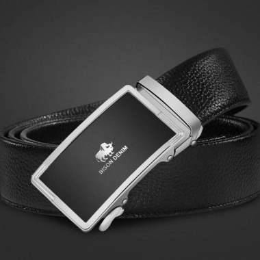 BISON DENIM N71347 Belt Ikat Pinggang Pria Kulit Sapi Asli Premium BLACK