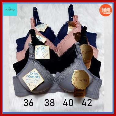 BH BRA Wanita Size 40 38 36 34 Tanpa Kawat A-714 Kait 3 Bra Fashion 40/90 RANDOM
