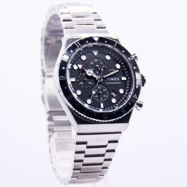 Timex Q Three Time Zone TW2V69800 Jam Tangan Kronograf Pria Original
