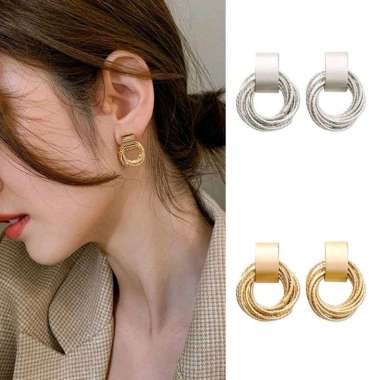 Matilda Ring Circle Stud Earrings Anting Tusuk Bulat Korea Korean Style Edgy ER Matilda Silver
