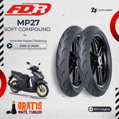 Sepasang / Satuan Ban Motor Matic Ring 14 FDR MP27 Soft Compound Tubeless Beat Vario Mio 90/80-14 (1PCS)