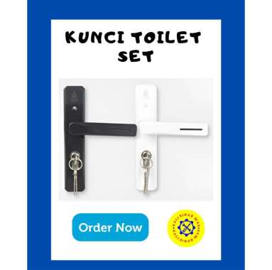 Kunci Pintu Toilet Handle Gagang Kamar Mandi Set + Silinder Kunci Putih