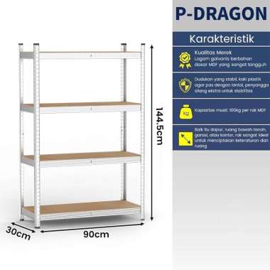 Rak Besi Multifungsi JP Rak Barang 4L: 90x30x150 cm Galvanis
