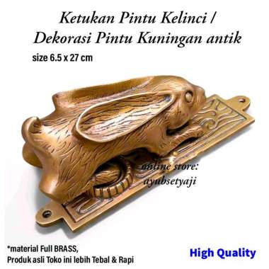 Dekorasi Pintu Kelinci Kuningan Ketukan Pintu Kelinci antik Door Knocker Bel Pintu Pajangan Dinding 
