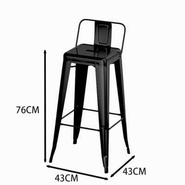 Kursi Bar Besi Kursi Tolix kursi Tinggi Hitam—76cm（UP）