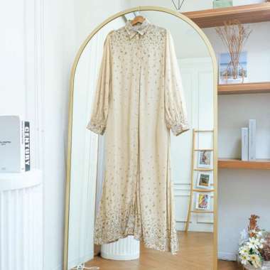 Gamis T191 Linen Sweet Alyssum Semua Ukuran Cream