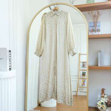 Gamis T191 Linen Sweet Alyssum Semua Ukuran Wheat