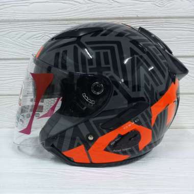 KYT HELM GALAXY SLIDE FLAT R NEON GORILLA GREY RED DOUBLE VISOR XL