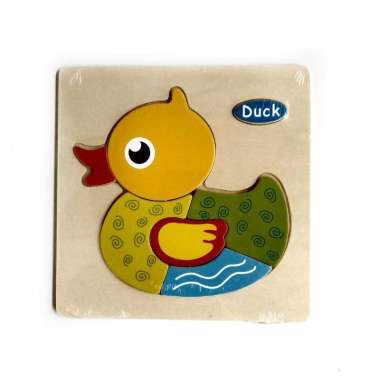 Mainan Kayu Pintar Aneka Puzzle Kayu 3 D Gambar Binatang Transportasi dan Buah Murah Bebek