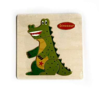 Mainan Kayu Pintar Aneka Puzzle Kayu 3 D Gambar Binatang Transportasi dan Buah Murah Dinosaurus