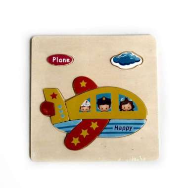 Mainan Kayu Pintar Aneka Puzzle Kayu 3 D Gambar Binatang Transportasi dan Buah Murah Pesawat
