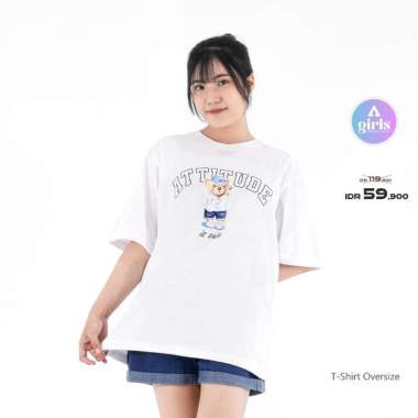 Aerostreet T Shirt Oversize Attitude Bear White Kaos 1C000 L