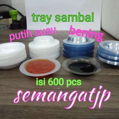 isi600pc wadah CUP tempat tray mika SAMBAL sambel saus plastik BENING putih susu