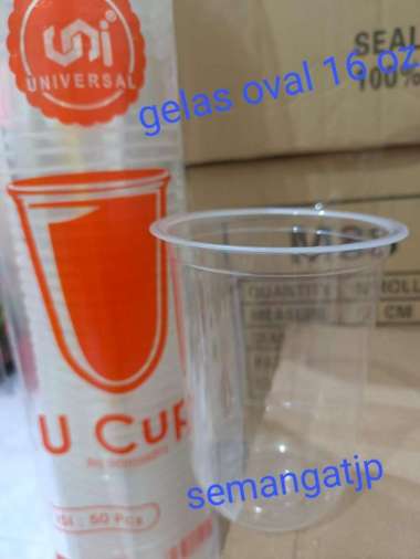 cup oval 16oz gelas plastik 16oz universal isi 50pc