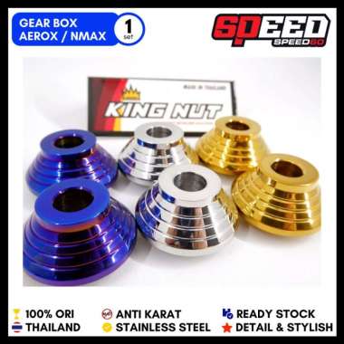 Gear Box Boshing Yamaha Nmax Aerox Probolt Thailand Stainless Steel King Nut Silver