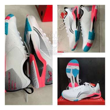 SEPATU BADMINTON LINING BLAST SE JF 01 se original bagus 44 2/3 White blue pink