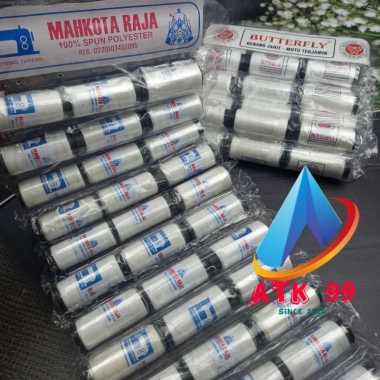 Benang BUTTERFLY/Mahkota Raja (36pcs)/Benang Warna/Benang Jahit/Benang Renteng Butterfly-PUTIH