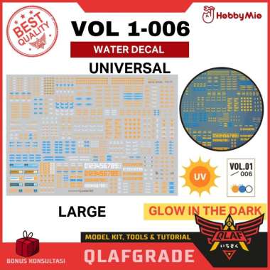 Water Decal Large VOL 1- 006 GLOW IN THE DARK UV MG HG RG PG - High Res. Water Slide DecalHobby mio